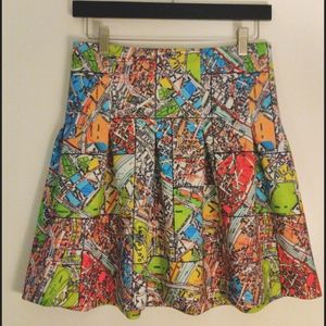 MAEVE Paris Street Map Neoprene Skirt Size 6